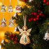 6/12/24 шт. Украшения для рождественской елки 2D Ангел с колокольчиком Подвесные украшения Деревянные подвески в форме ангела для рождественской елки Домашний декор