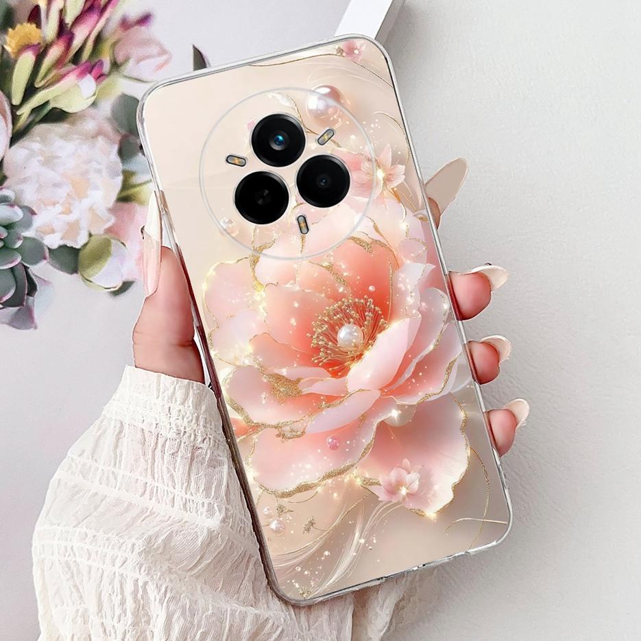 Чехол для Realme 14 Pro Plus RMX5051 Красивые Цветы Рисованный Чехол Мягкий Силиконовый Чехол Для Realme 14 Pro Realme14 Pro+ 5G Чехлы