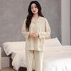 Women's Cotton Long Sleeve Pajama Set with Chest Pad - Casual & Comfortable for Indoors or Outdoors