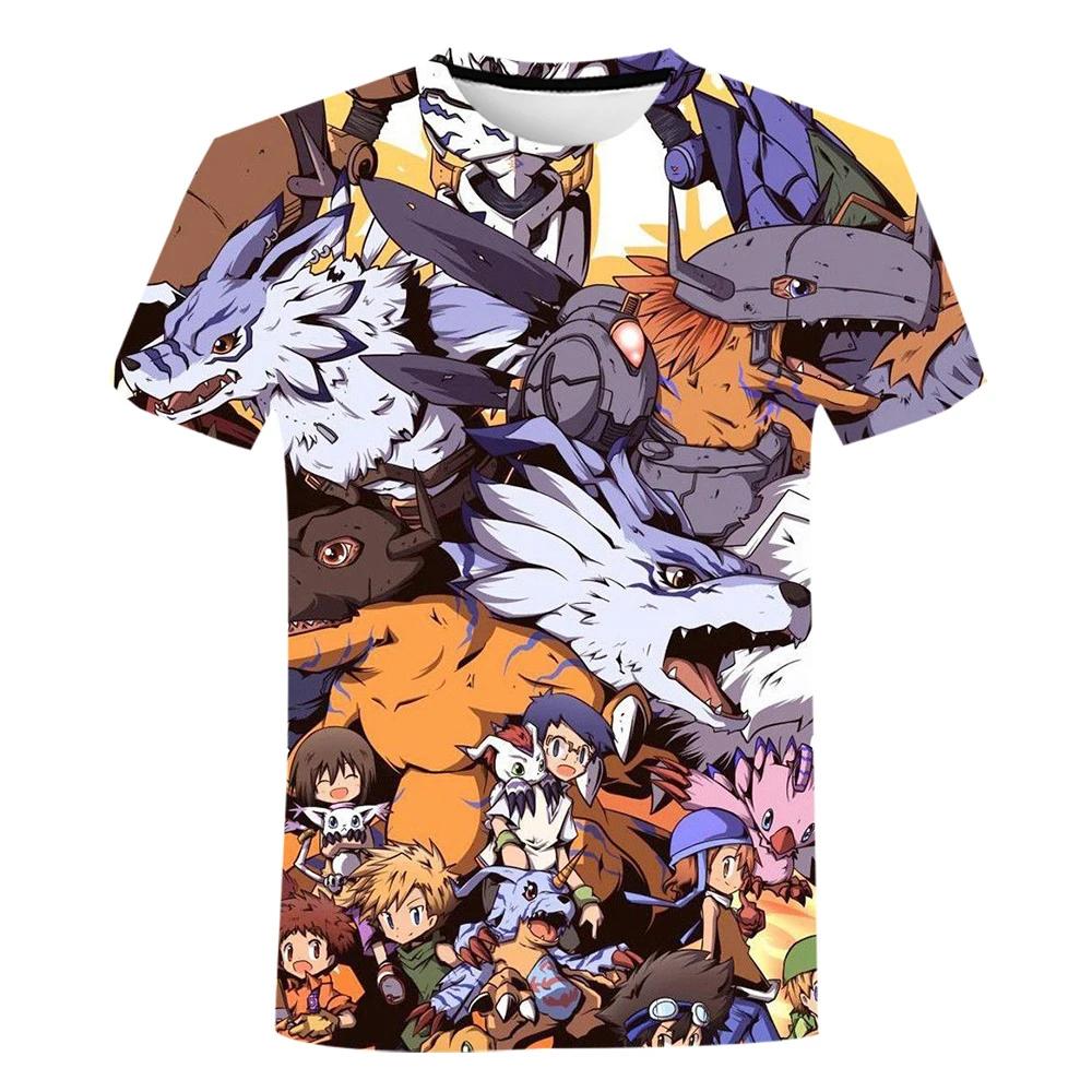 Футболки с принтом аниме Digimon Adventure 3D для мужчин и женщин, модная уличная одежда, футболки большого размера с коротким рукавом для детей, футболки, топы, одежда