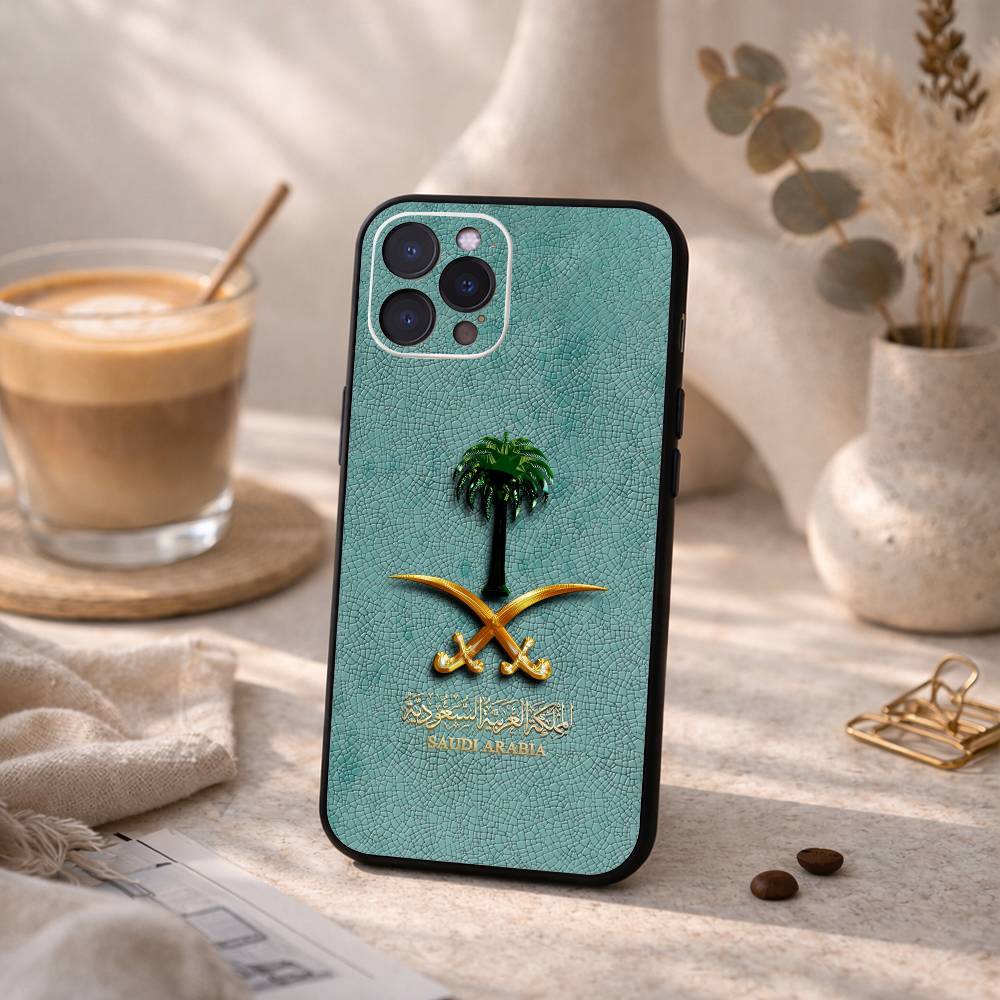 Чехол для телефона с флагом Королевства Саудовская Аравия для iPhone17 16 15 14 13 12 11 Pro Max Plus, 5G Мягкий черный чехол