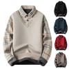 Men's Casual Color-blocking And Patchwork Style Two-piece Hoodie, Men's Loose V-neck Patchwork Lapel Shirt Hoodie