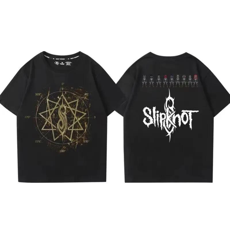 Slipknots Heavy Unisextal Band Печатная футболка Унисекс Хлопковая футболка Музыкальная графика Футболка Harajuku Уличная одежда Негабаритные футболки унисекс