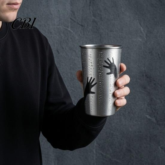 Funny Party Favor Drinkware Thermochromic Color-Changing Cup, Horror Theme Cold Drink Durable Non Fragile Metal Cup Tumbler, Wide Mouth Mug