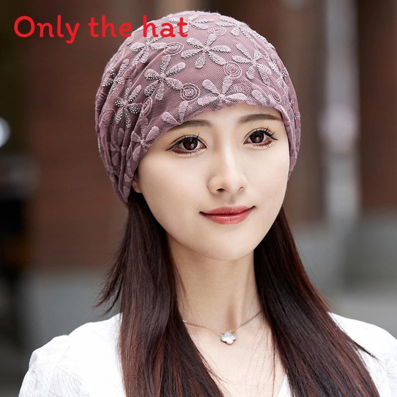 Summer Ladies Loose Fit Floral Pattern Cotton Polyester Hat With Waterdiamond Embellishments