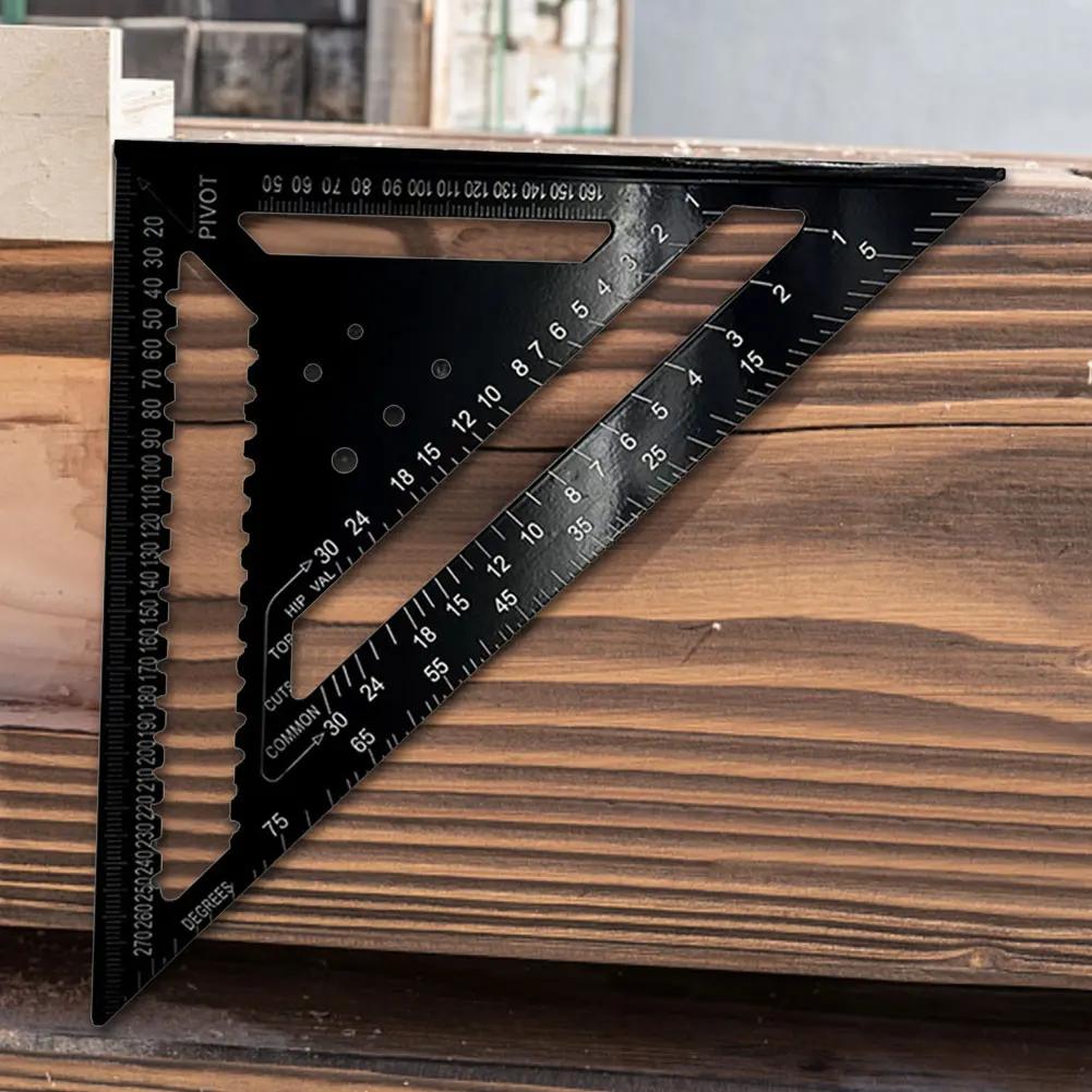 Угловой транспортир 7/12 дюймов, метрическая линейка для измерения треугольников из алюминиевого сплава, линейка для измерения рамы для плотников, инженеров, квадратный инструмент