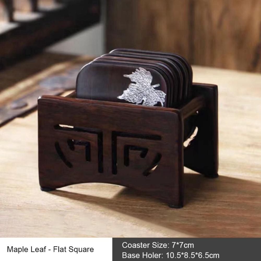 Heat Resistant Cup Pad Black Sandalwood Tea Tray High-End Cup Mat Tea Table