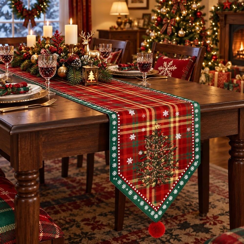 Santa Claus Christmas Table Flag Desk Decor Xmas Tablecloth Christmas Table Runner Home Decor