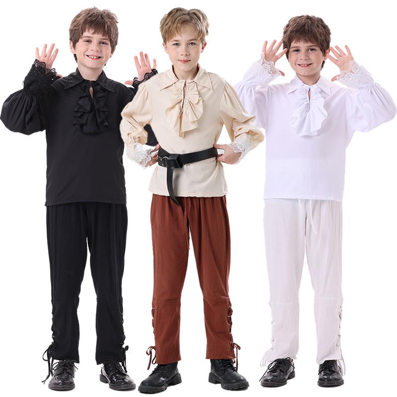 Мужской костюм пирата и рубашка с рюшами в стиле Ренессанс для Хэллоуина