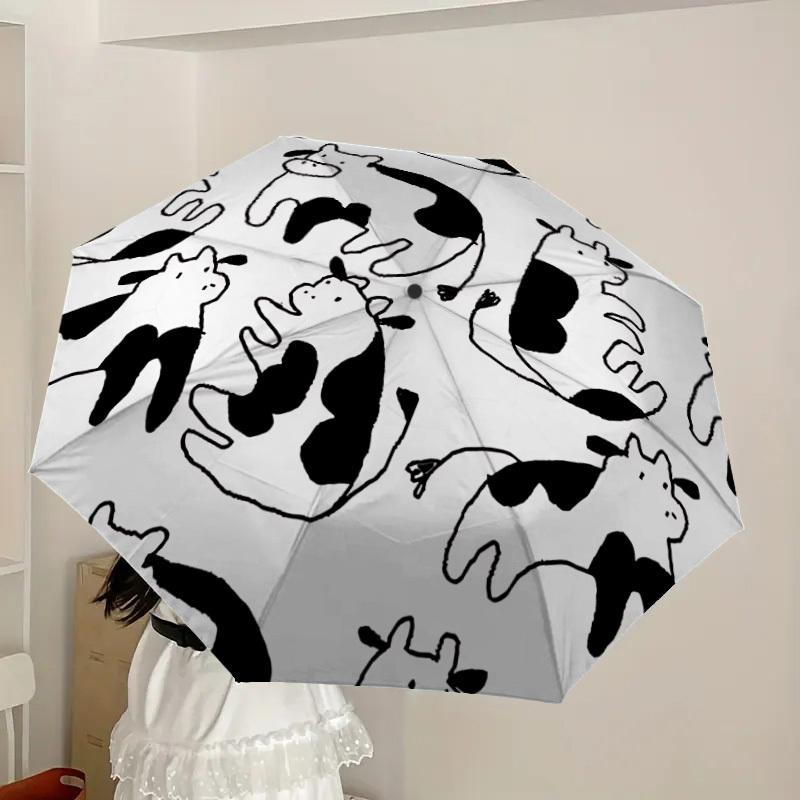 1pc Cow Print Automatic Open/Close Umbrella, Formal Events - Ideal Gift for Family or Friends, Outdoor Accessory yy251211148