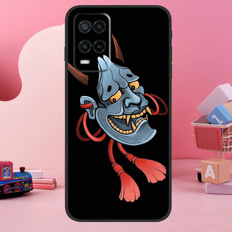 Японский чехол-маска Хання Они для Oppo A74 A94 A54 A17 A57 A77 A76 A16 A96 A18 A60 A80 A40 A38 A58 A78 A98 A15 A5 Pro