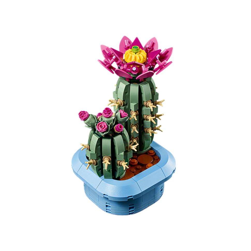 Blooming Cactus Building Blocks Toy, Floral Plant Series Creative Model Kit, Romantic Gift for Girlfriend Birthday Women's Day Surprise