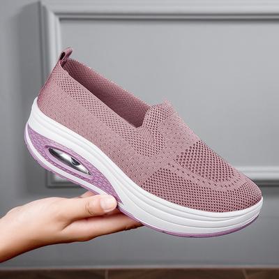 Летающие тканые туфли-качалки летние сетчатые кроссовки с воздушной подушкой женские на платформе спортивные повседневные женские
