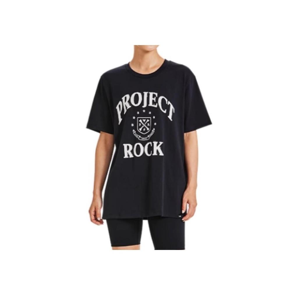 Under Armour Футболка для тренировок Project Campus Project Rock с буквенным принтом, женские топы, черный цвет 1382175-001