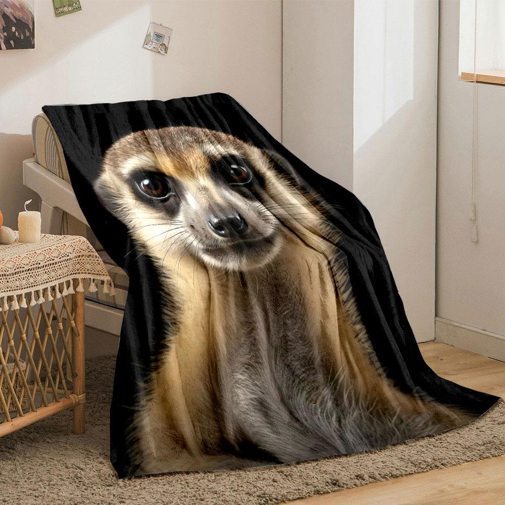 Cute Meerkat Portrait Blanket bedroom Blanket for Livingroom Couch lunch break Soft throw for Friend's festival Gift