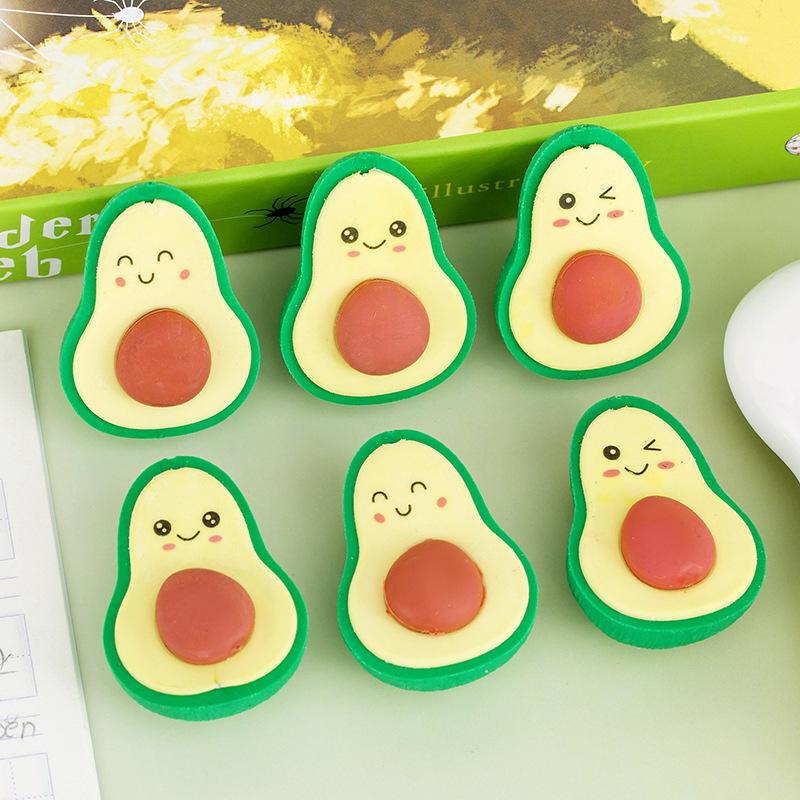 Office Supplies Cute Expression Avocado Shape Eraser Student Kawai Stationery End of Term Christmas June 1 Gifts Prizes Rewards