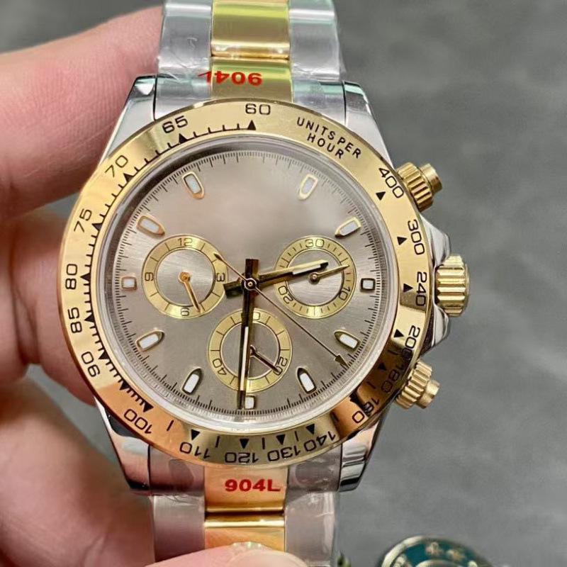 Мужские роскошные двухцветные автоматические часы La Jadia серии Daytona с цветным циферблатом, инкрустированным бриллиантами