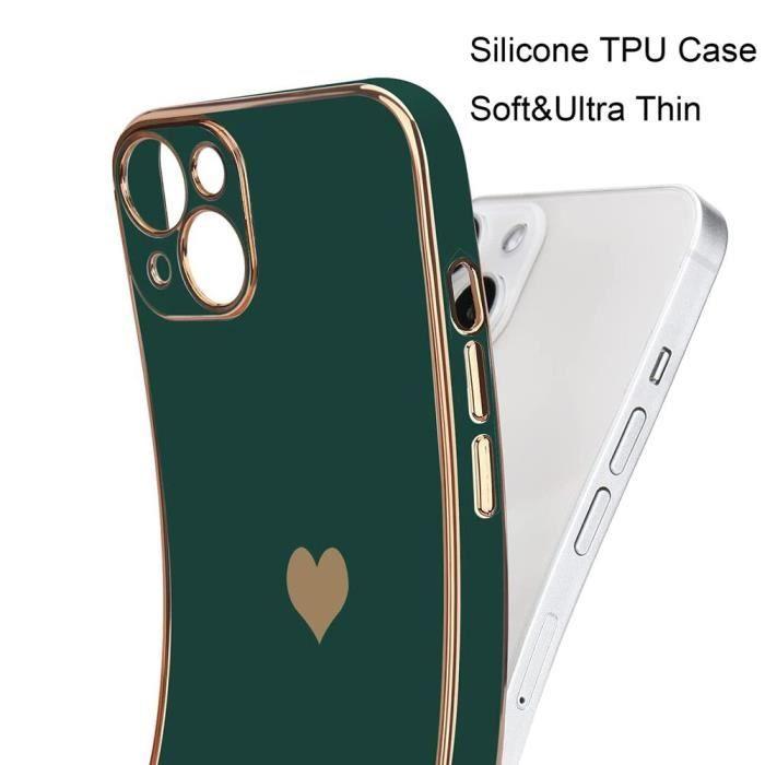 Coque - Amour-Mignon - pour iPhone 12 Pro Max - Vert nuit - Souple - Antichoc - Anti-Rayure