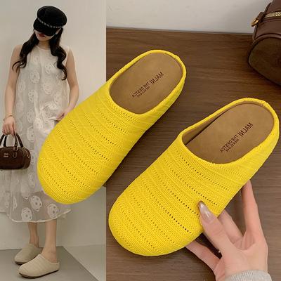 2025 новые летние плетеные полушлепанцы баотоу в зарубежном стиле женские дышащие для пляжа, для выхода Boken shoes
