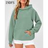 INDFS Женская Мода Повседневные Однотонные Толстовки и Свитшоты с Принтом, с Длинным Рукавом и Капюшоном