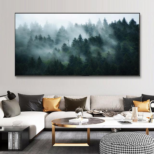 Холст с изображением восхода леса, современные постеры с природными пейзажами и принтами, настенные художественные картины для гостиной, домашний декор, без рамки