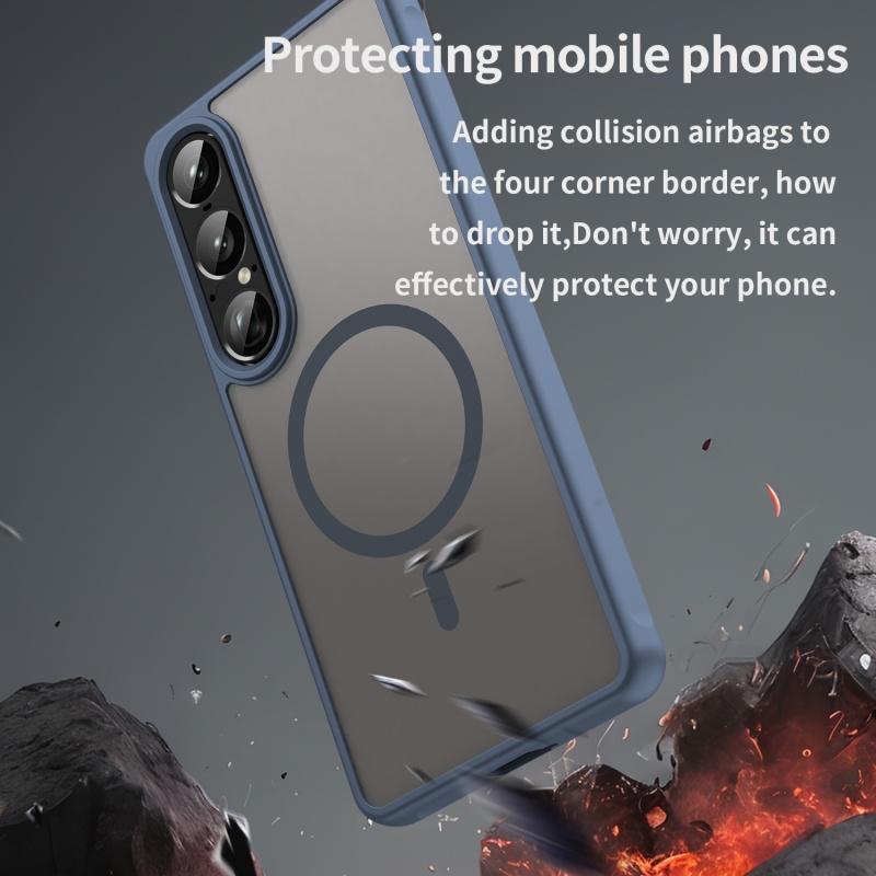 Чехол для Sony Xperia 1 VII Матовое frosted покрытие Маслоотталкивающий Магнитный Мягкий силикон Полная защита объектива Чехол для телефона