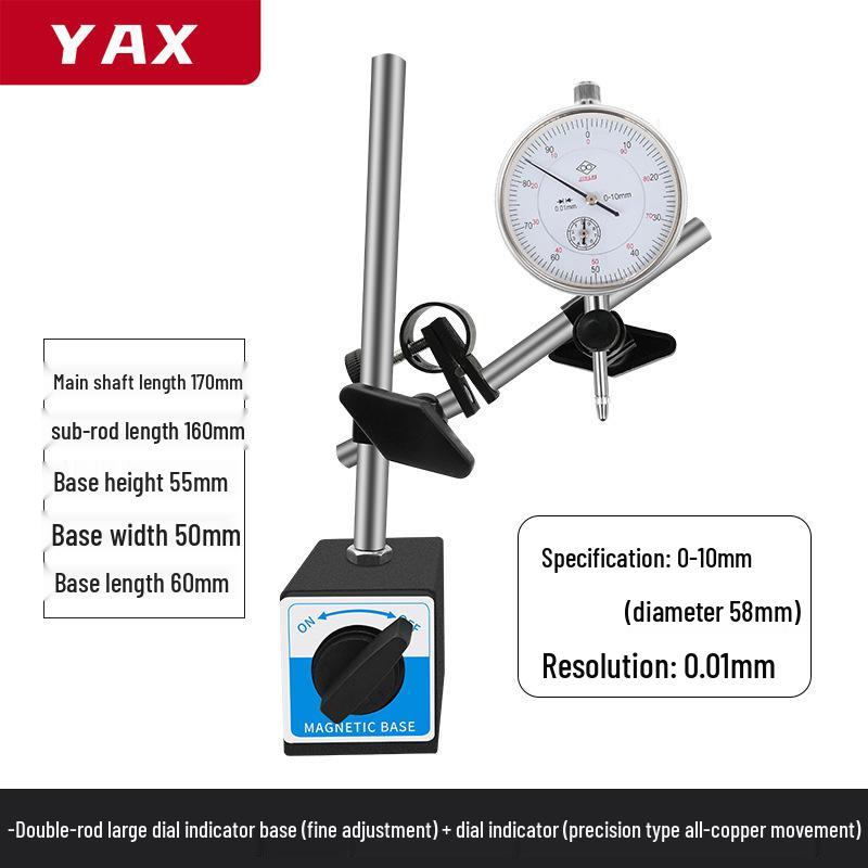 Small High-Precision Magnetic Base Dial Indicator Set 0-10