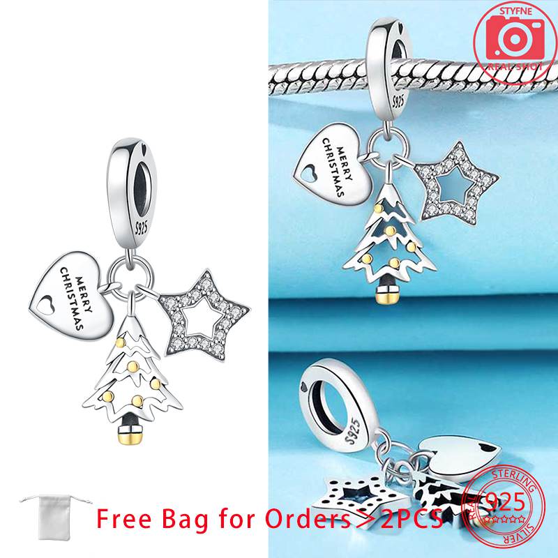 Charm Bead Charms Christmas Collection Christmas Hat Socks Bell Snowman copper Bead Charms Pendant Women Authentic Bracelets Do It Yourself Christmas