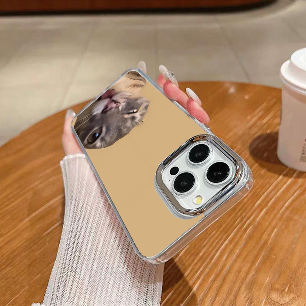 Милый Смешной Кот Кошки Чехол для Телефона Для Iphone 17 16 15 14 13 12 11 Pro Max Xr Air Plus Силиконовый Чехол Серебристый Жесткий Пластиковый Чехол