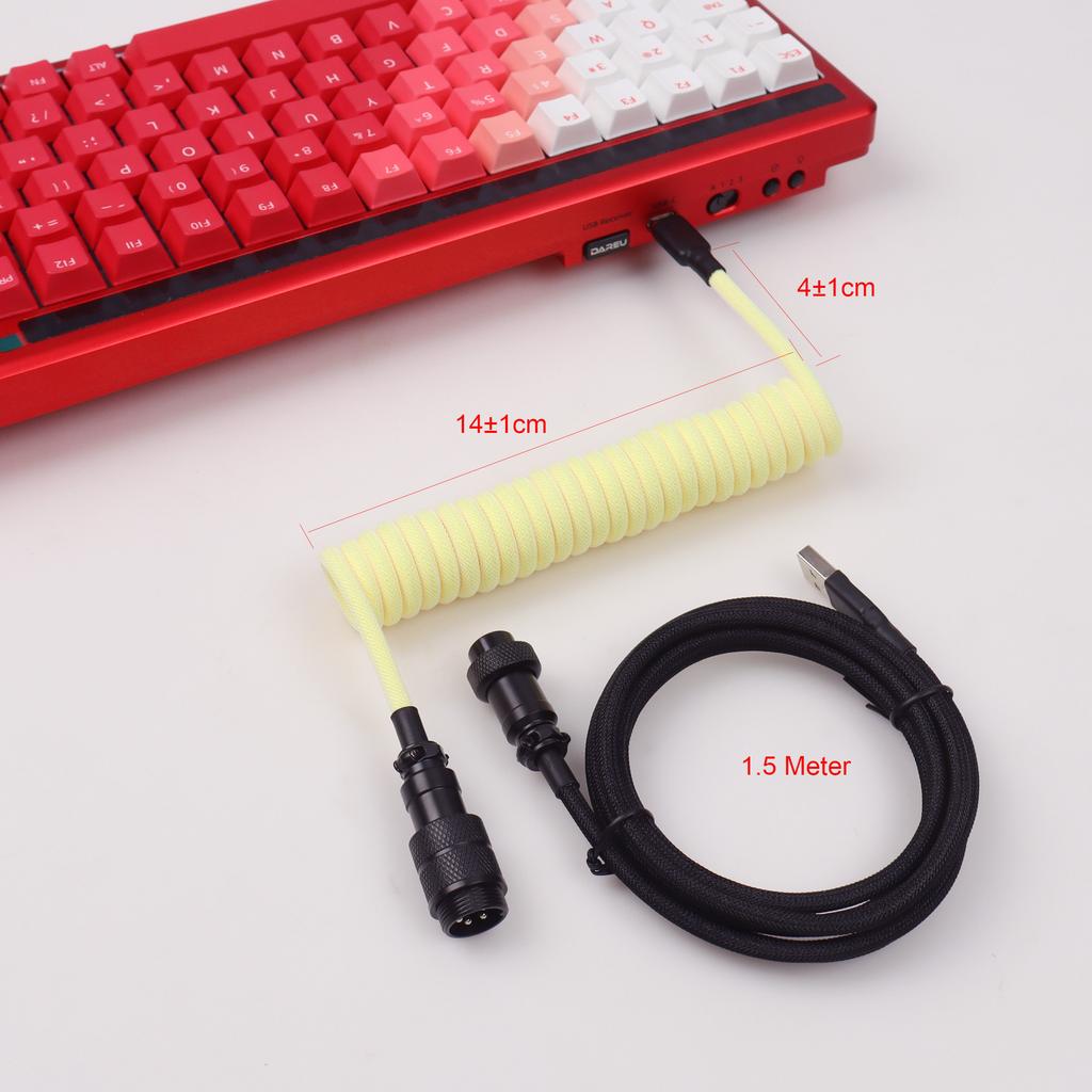 Для магнитного переключателя USB A на Type C Механическая игровая клавиатура Двойная оплетка Провод GX16 Съемный авиатор Спиральный кабель питания