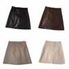 Однотонные короткие мини-юбки с защитными брюками, юбка-трапеция с высокой талией, летняя юбка из искусственной кожи