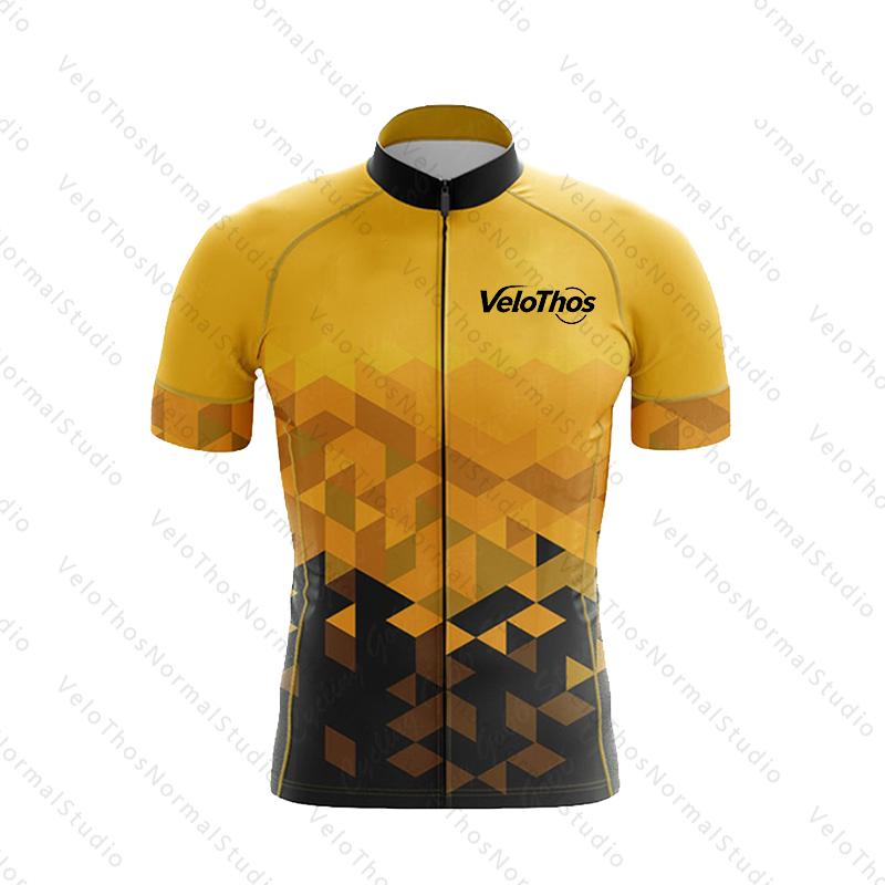 VeloThos Cycling Jersey Set Short Sleeve and Bib Shorts Pro Race Bicycle Clothing Ropa Maillot Summer for Men Sport Camping