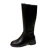 Autumn and Winter New Large Size Women's Long Knight Boots Thick Heel Versatile Long Leather Boots Women