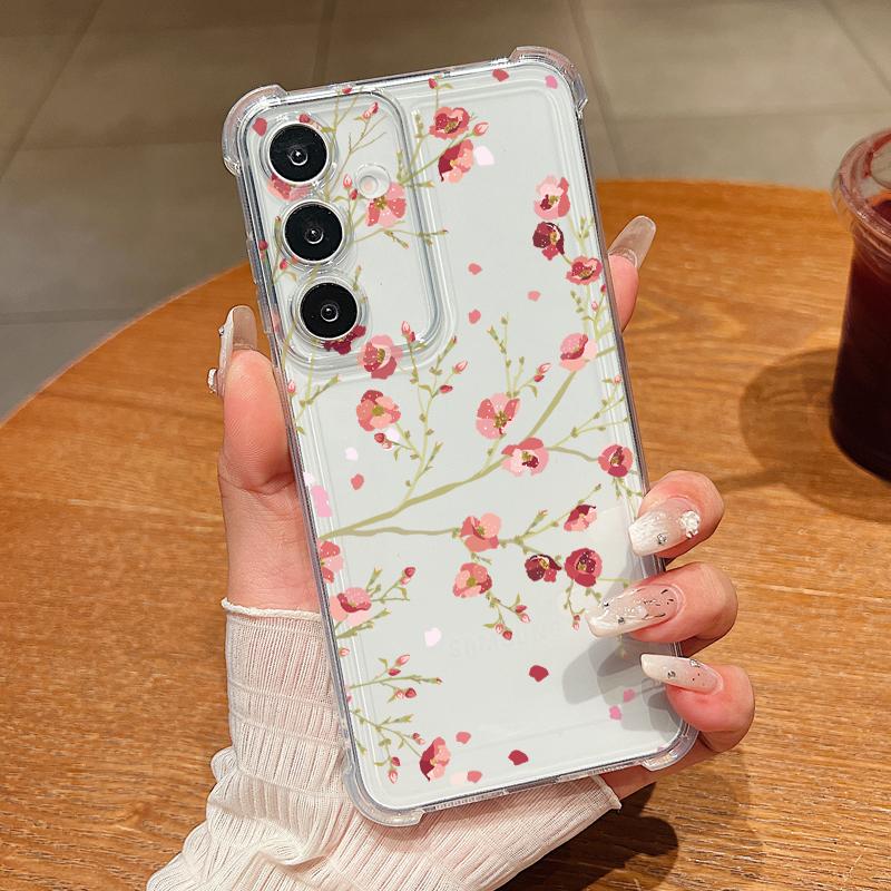 Чехол для телефона с ретро-цветочным узором для Samsung Galaxy S26 S25 S24 S23 Ultra S22 Plus S21 S24 S25 FE, прозрачный, противоударный, мягкая крышка