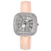 Simple Square Rhinestone Quartz Watch Casual Leather Women's Clock Wristwatch