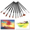 12 Pcs Painting Brush Nylon Hair Wooden Watercolor Gouache Painting Supply Kit