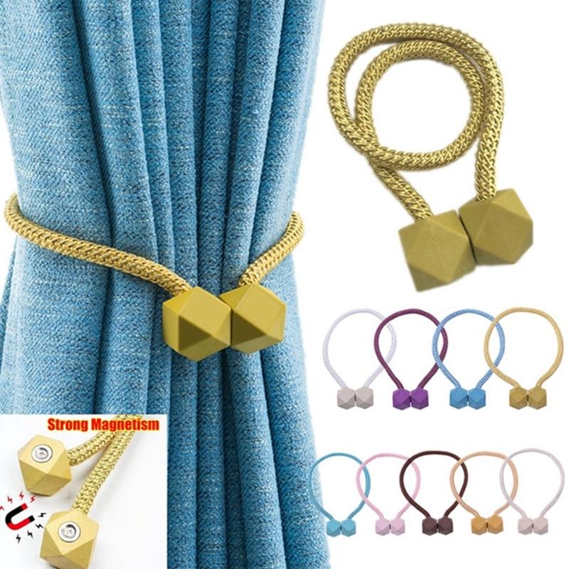 2 Pcs Curtain Tieback Multifaceted Ball Magnetic Curtains Buckle Tie Backs Shower Curtain Holder Wall Balls Home Room Accessorie
