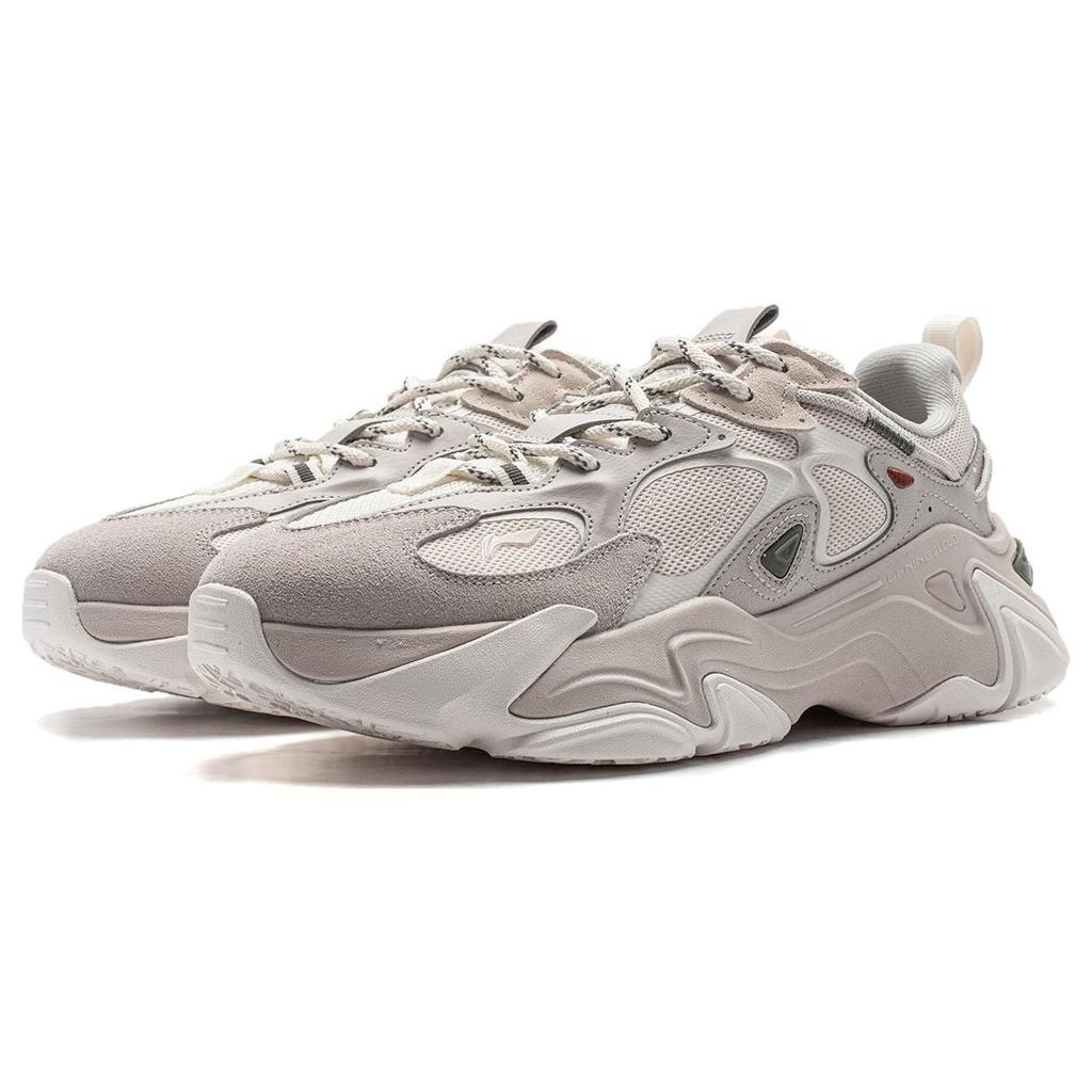 Li Ning Qian Xing Ce 2 CF Su Wu Xia Qing Qiu Comfortable Versatile Non-Slip Wear-Resistant Low-Top Casual Shoes Men Sneakers Mica-Gray AGLT167-3