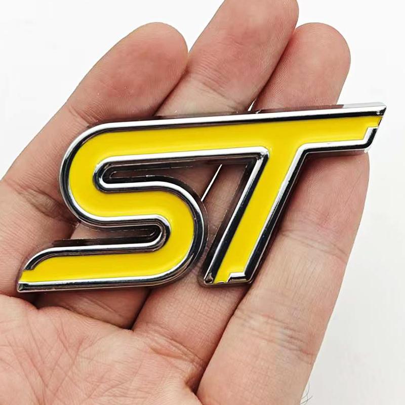 XXUI3 3D Metal Styling ST Logo Car Front Grille Badge Rear Trunk Emblem For Ford Focus Edge Explorer Mondeo Fiesta Escape Accessories