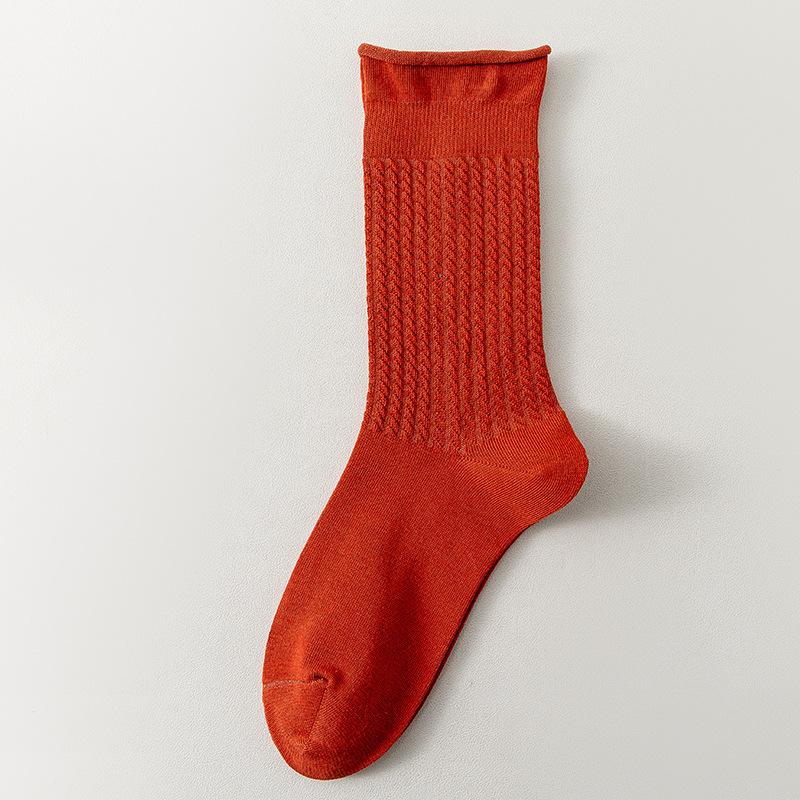 Женские весенне-осенние носки-гольфы из чистого хлопка, цветные, с подвернутым краем, свободные, дышащие, тонкие, бесшовные.
