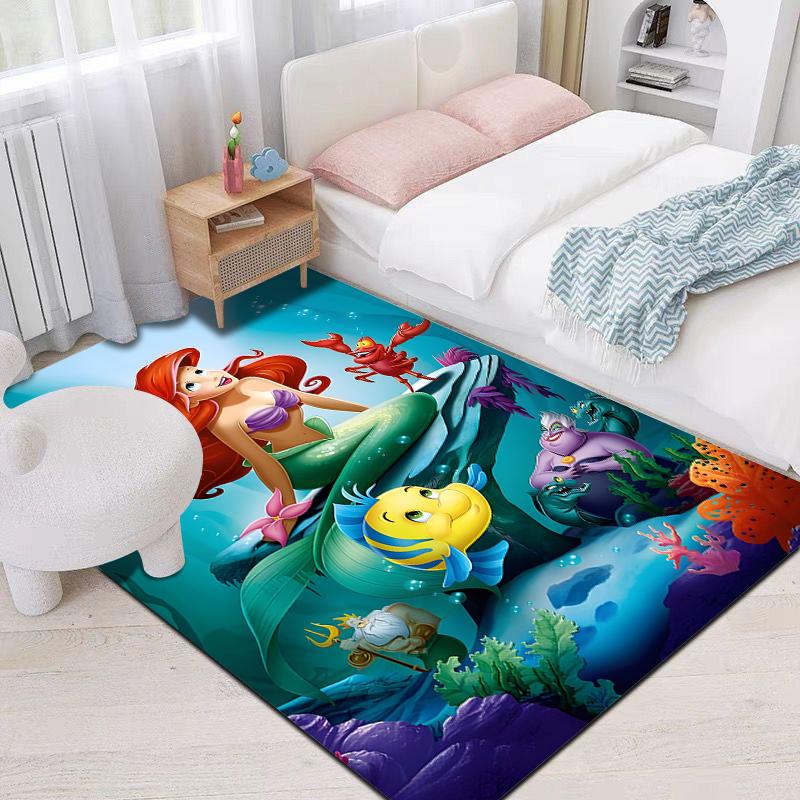 1PC Disney The Little Mermaid Print Carpet for Living Room Bedroom Kid's Room Home Decor Pink Room Decor Area Rug Non-slip Mat