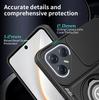 Противоскользящий противоударный чехол-броня для Tecno Pova 7 Ultra 5G LJ9 с защитой объектива камеры, вращающимся кольцом-подставкой, из ТПУ и пластика