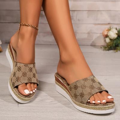 Брендовые дизайнерские тапочки на танкетке женские летние 2024 года, мюли на толстой платформе, сандалии женские, большого размера 42, высокие каблуки, пляжная обувь, шлепанцы