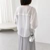 Mizqz Sheer Round Blouse Cardigan Shirt