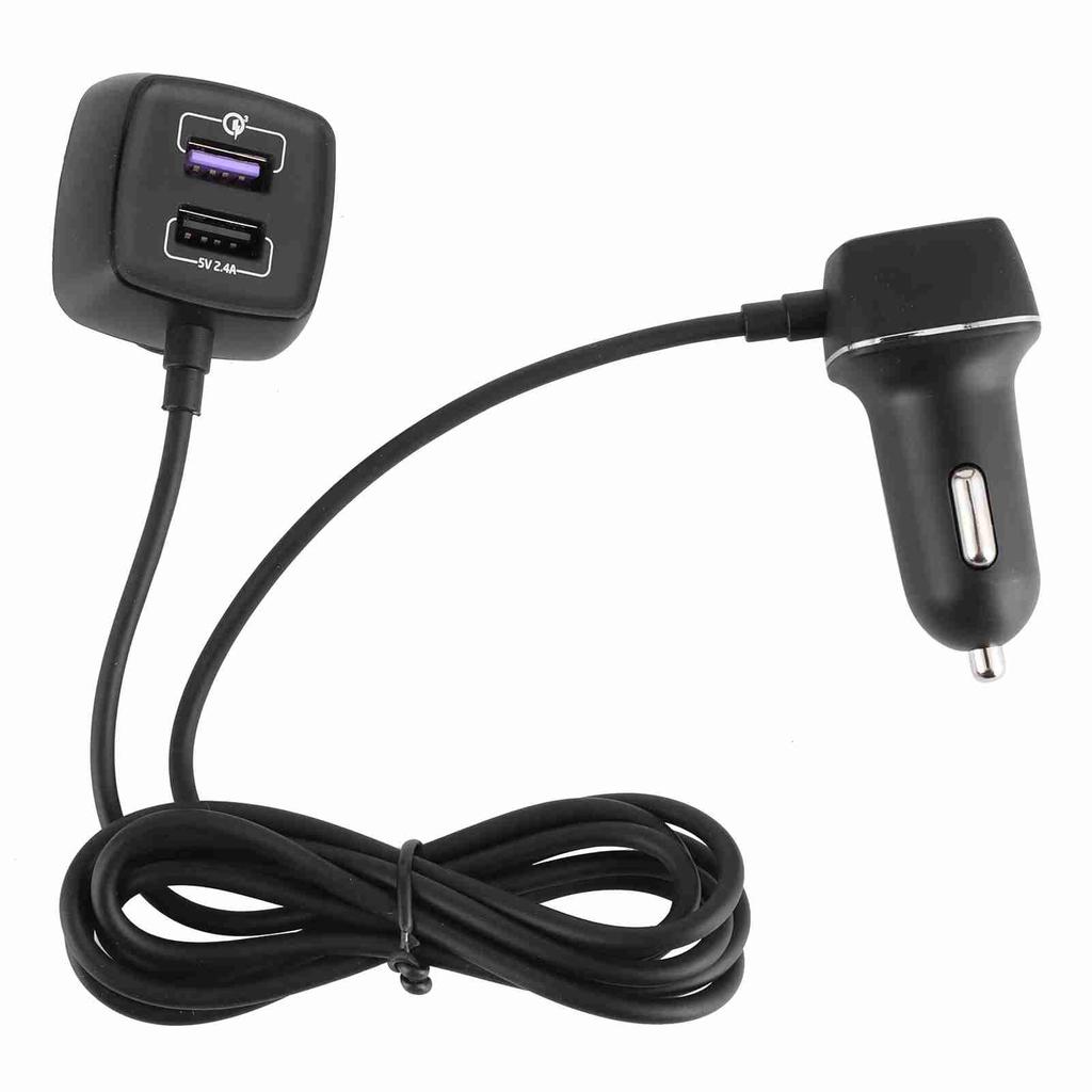 Fast Car Charger 4 USB Port for QC 3.0 Fast Charging Rear Seats Expanded WExtension Cord 60W 12V