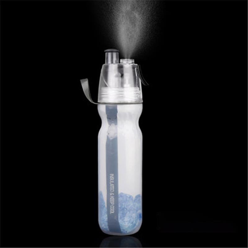 Keep Cool Insulated Bike Sports Water Bottle Spray Mist Squeeze Bottle 500ml Misting Portable Outdoor Double-deck Spray