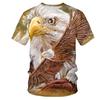 Футболка с 3D принтом животного орла, весна-лето, женская и мужская одежда, большие размеры, свободные топы с круглым вырезом и короткими рукавами, дышащие рубашки для пар