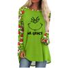 Women's Fashion Casual Long Sleeve Christmas Print Round Neck Pullover Top Blouse
