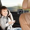 Backseat Headrest Mount Heavy-Duty Tablet Phone Holder with Metal Lock & Silicone Grips Extendable Car Accessory for Family Travel