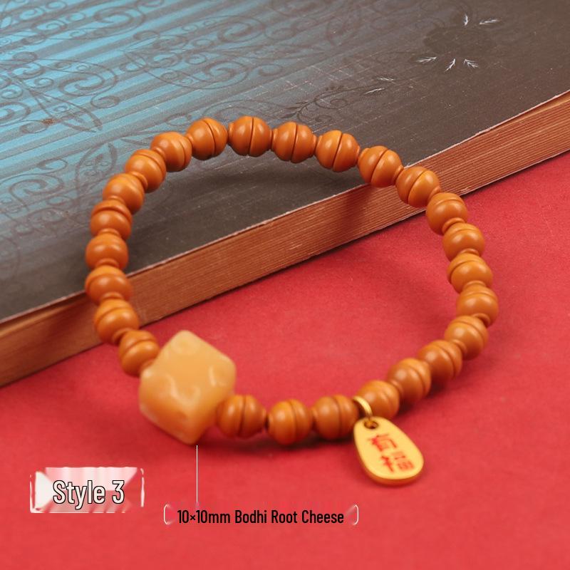 Браслет ручной работы из косточек оливы Вэньвань Дзи - Одинарный ряд Унисекс Буддийский дизайн